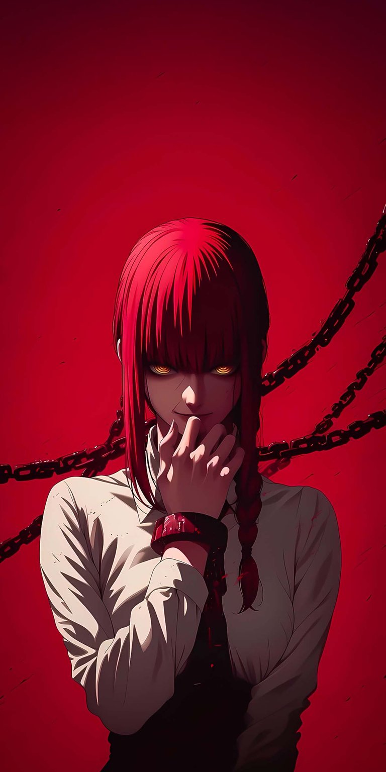 Makima with chains wallpaper for iPhone 4K