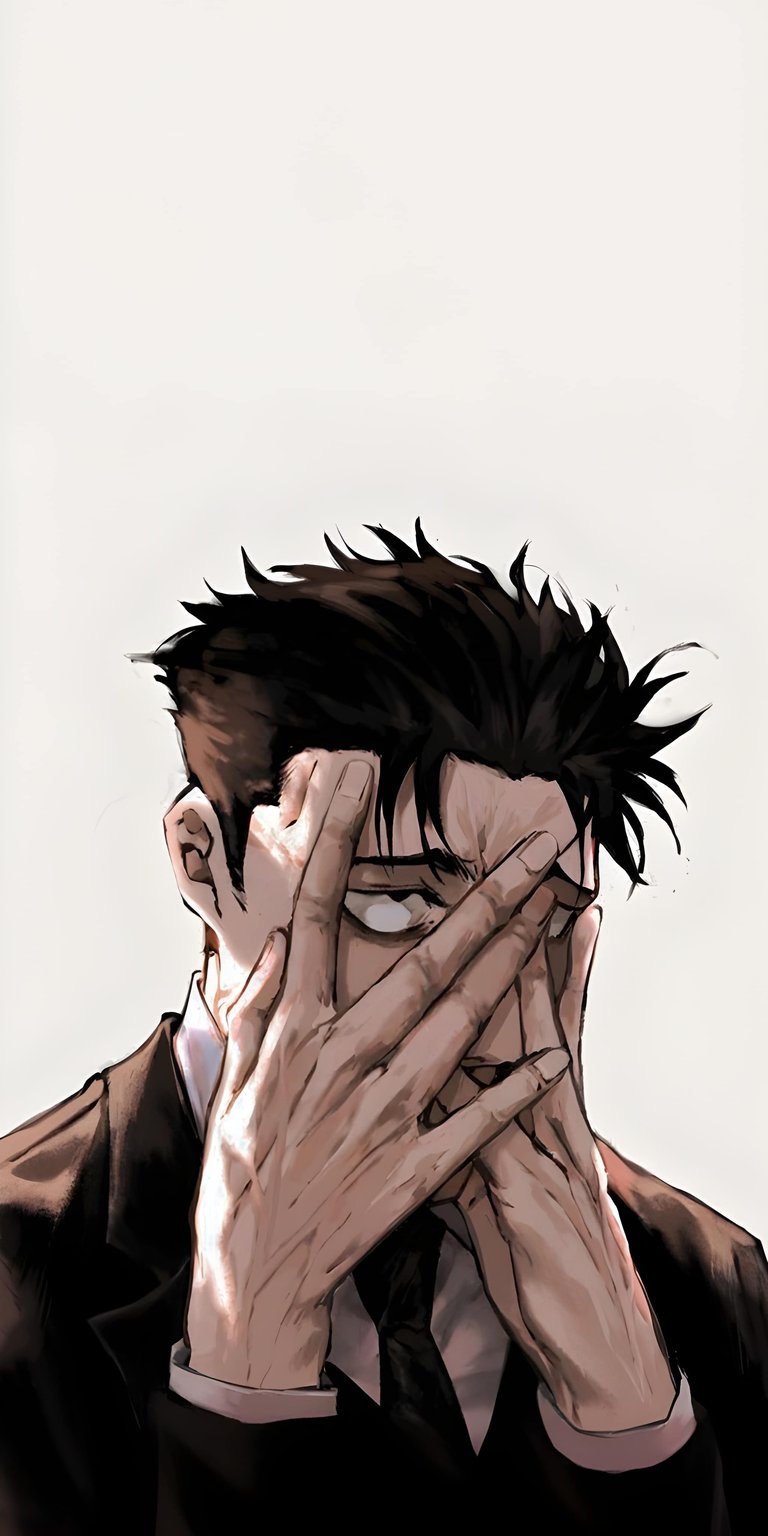 Download this stunning Johan Liebert 4K wallpaper for your iPhone, showcasing his signature dark hair and suit. This iPhone wallpaper perfectly captures his intense gaze through his fingers.