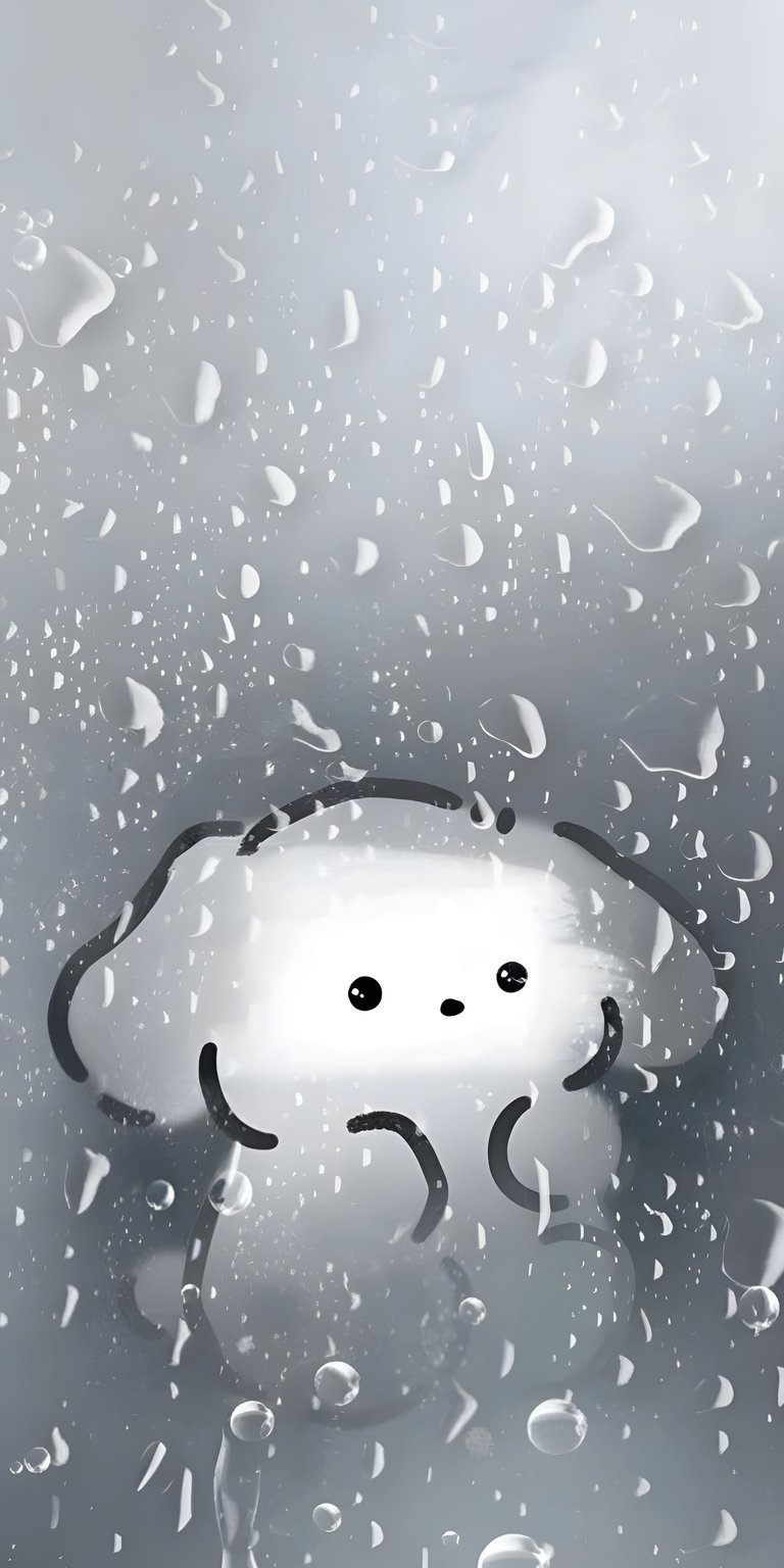 Brighten your iPhone with this Pompompurin 4K wallpaper depicting the character drawn on a rainy windowpane. This 4K wallpaper captures a cozy, moody vibe with realistic water droplets and Sanrio character art.