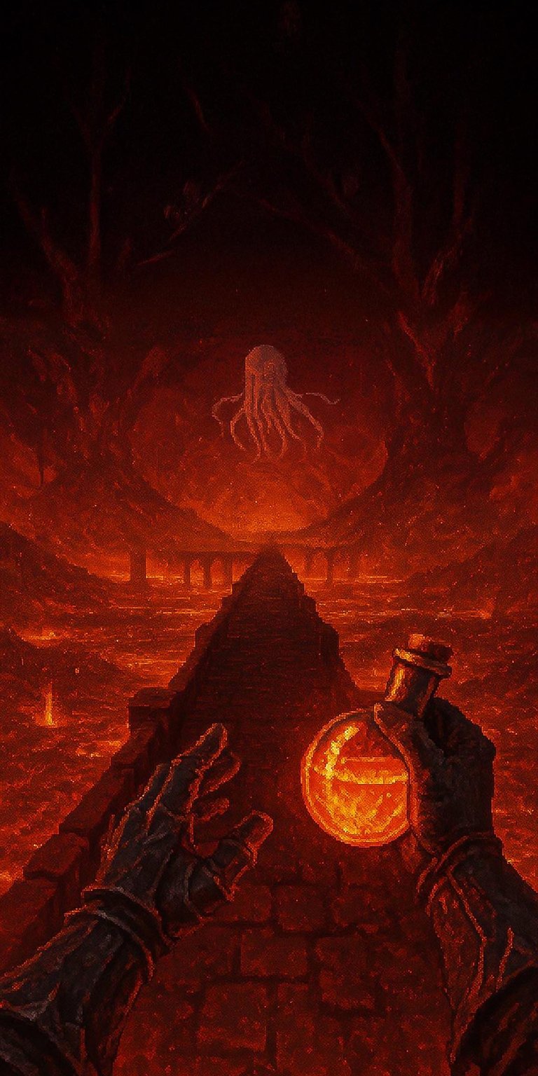 Minecraft The Nether pixel art iPhone wallpaper 4K