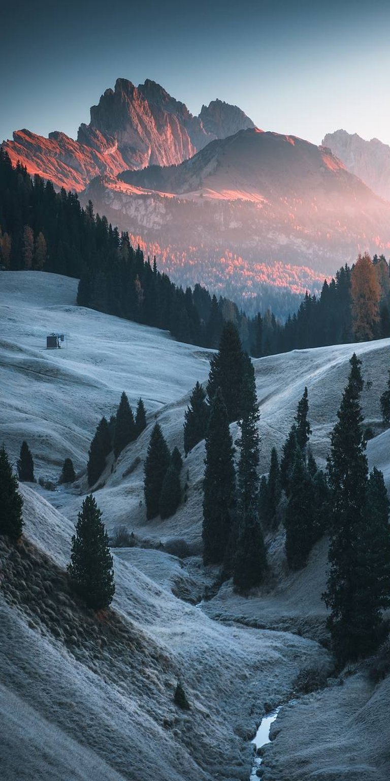 Scenic winter mountain HD wallpaper