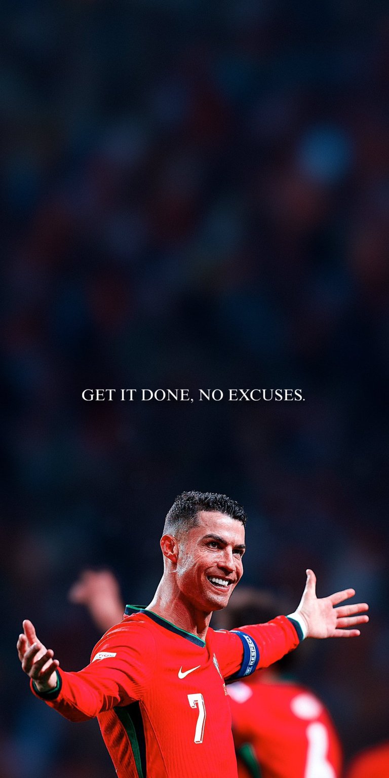 This 4K Cristiano Ronaldo AMOLED wallpaper features the legendary forward in a vibrant red Portugal kit against a deep, high-contrast background. Perfect for your iPhone, this wallpaper captures an iconic smiling celebration with sharp lighting and a professional bokeh effect.