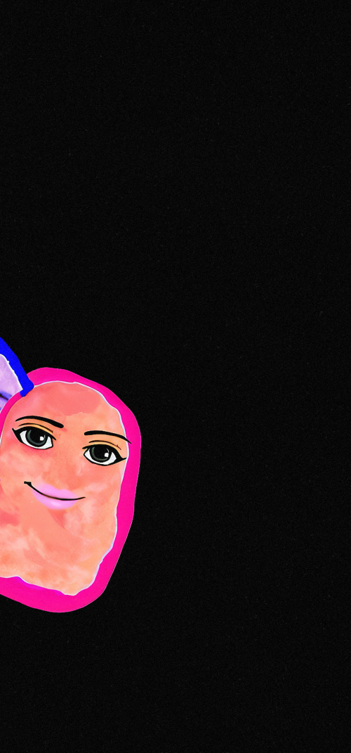 TV girl matching blue wallpaper