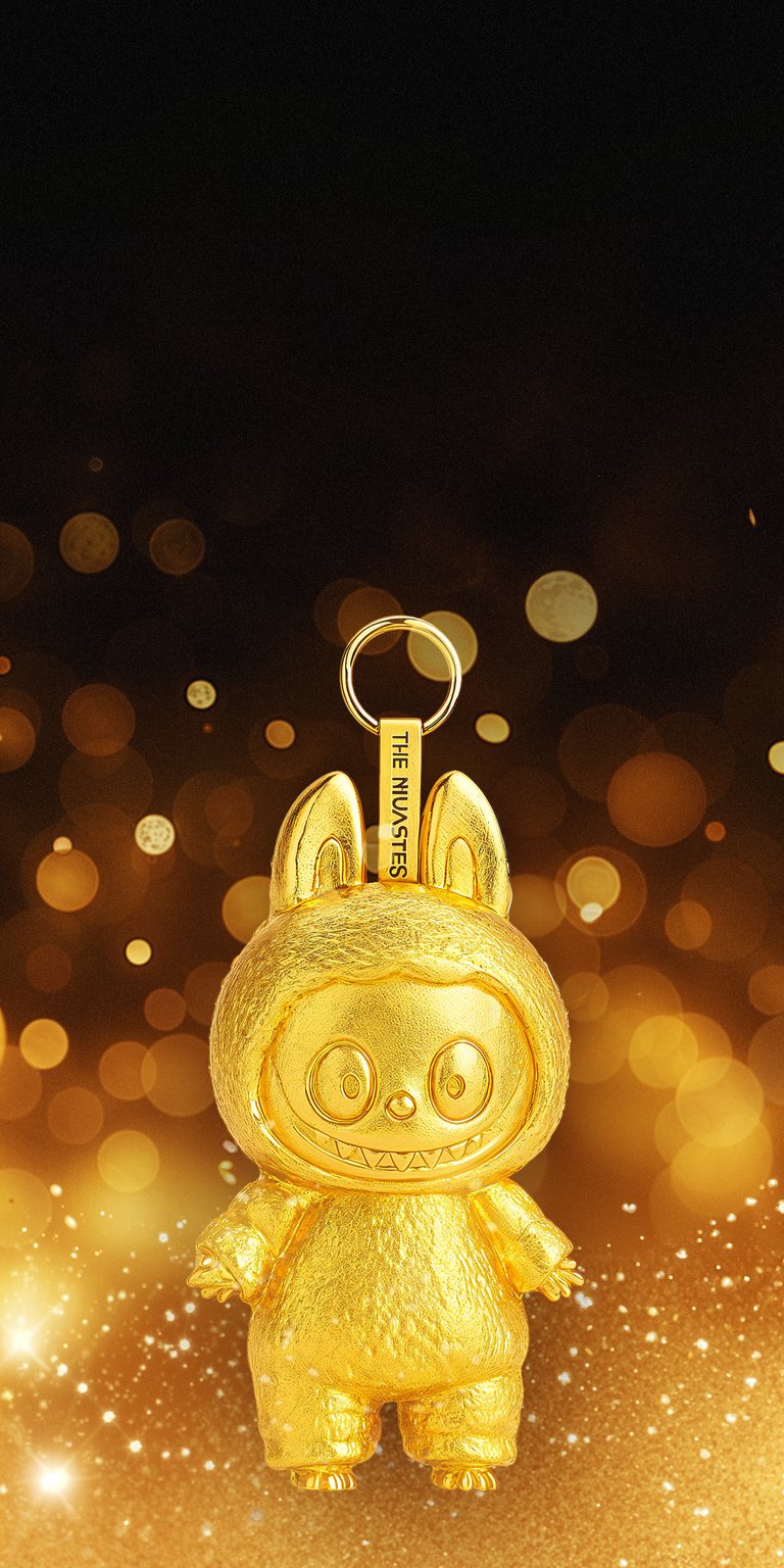 Golden labubu doll 24K gold wallpaper iPhone