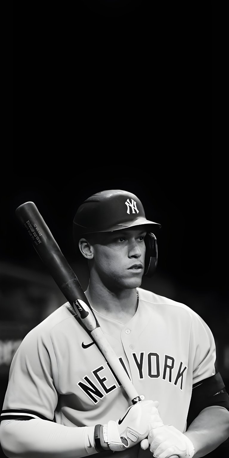 Aaron Judge black and white photo while holding a bat wallpaper
