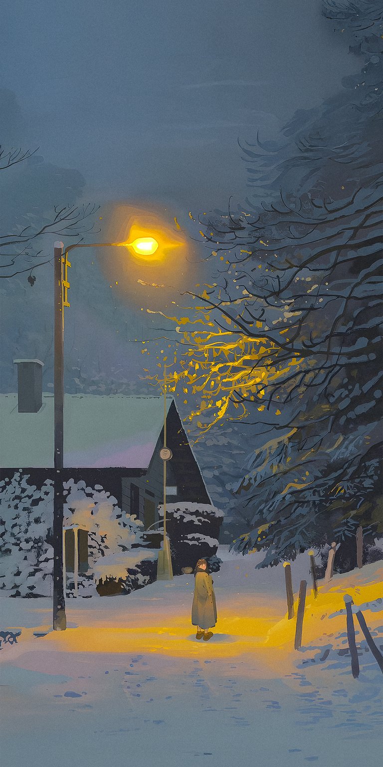 Girl walking in a snow weather wallpaper iPhone 4k