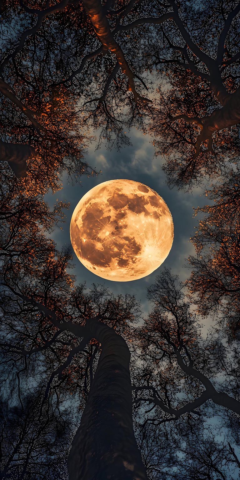 Supermoon in the forest iPhone 4K wallpaper