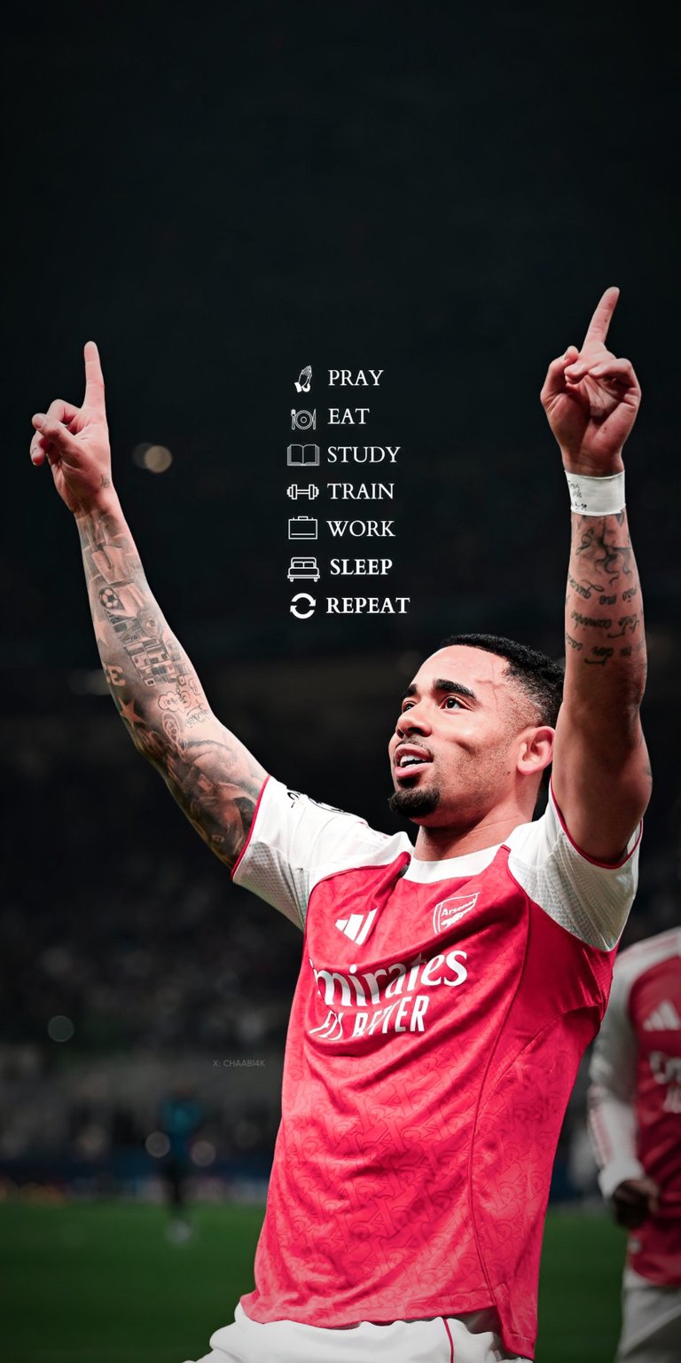 Celebrate every goal with this Gabriel Jesus wallpaper capturing his iconic celebration in crisp 4K detail. This mobile wallpaper brings the energy of the Emirates Stadium to your iPhone with vibrant red colors and sharp athlete focus.