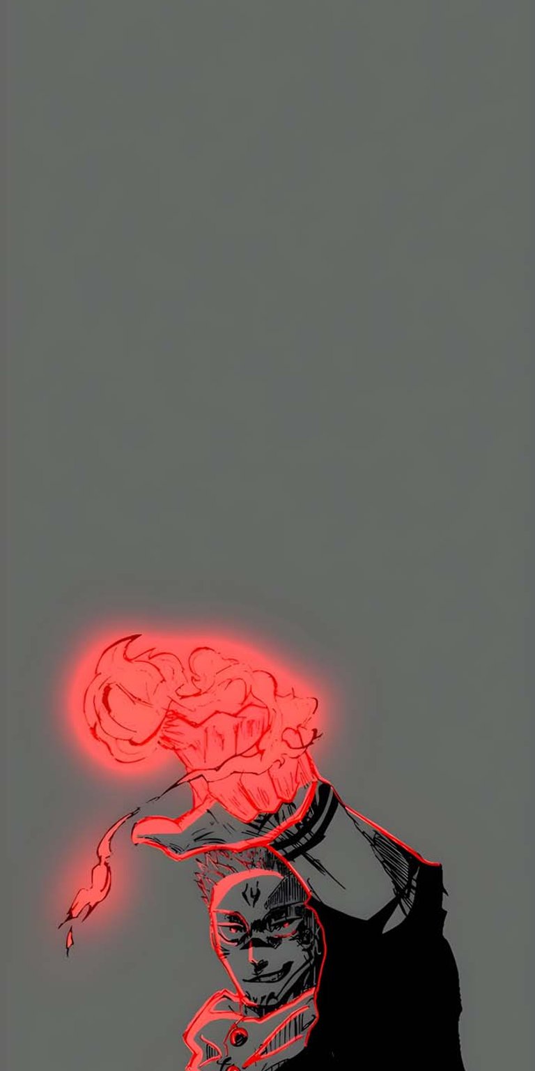 Get this Asta wallpaper for your iPhone in stunning 4K resolution, showcasing his intense gaze and the vibrant, glowing red outline of his devil arm. This wallpaper captures Asta's dark, edgy persona with sharp details and monochromatic tones.