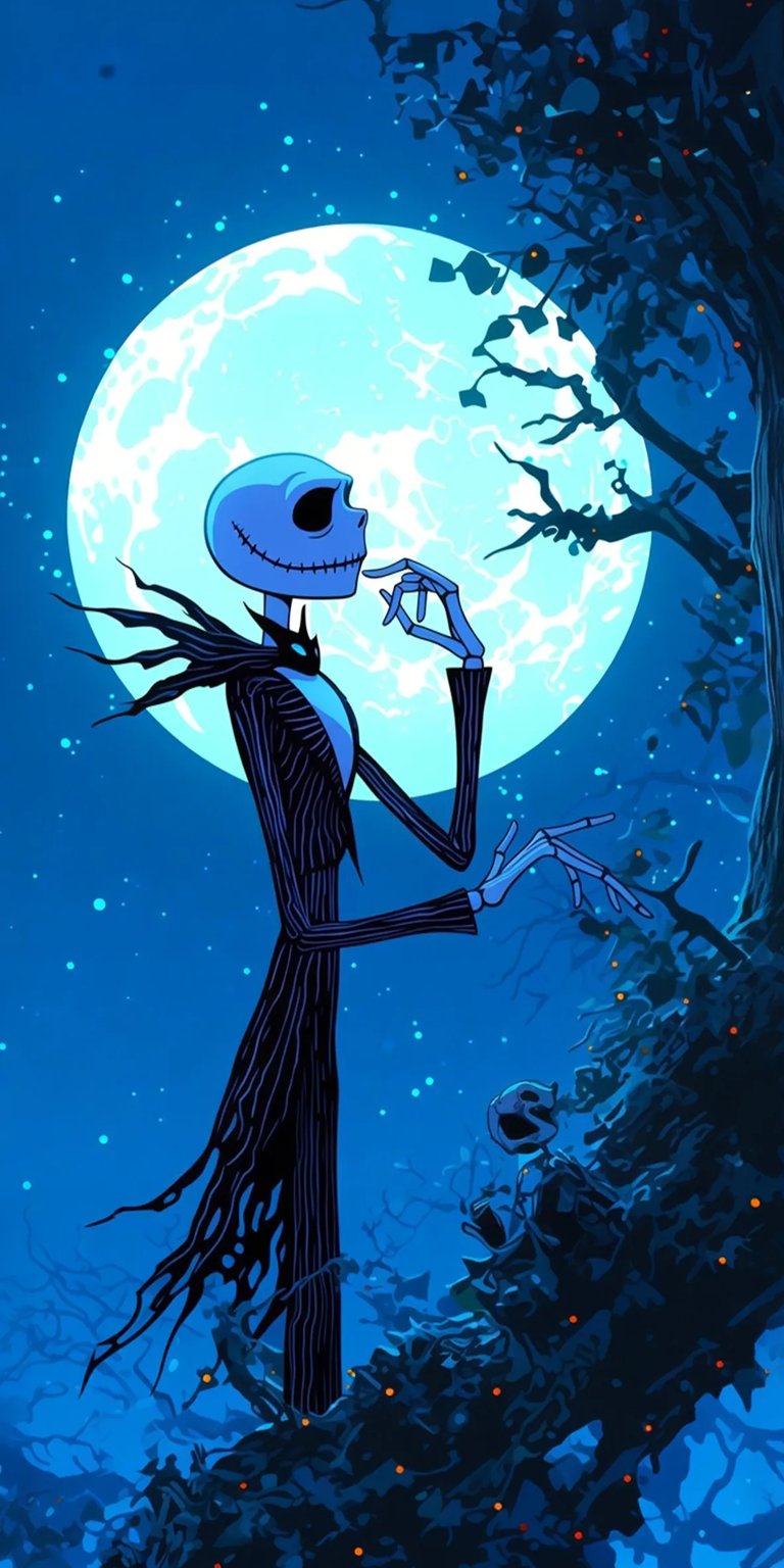 Jack Skellington dark night moon iPhone Wallpaper