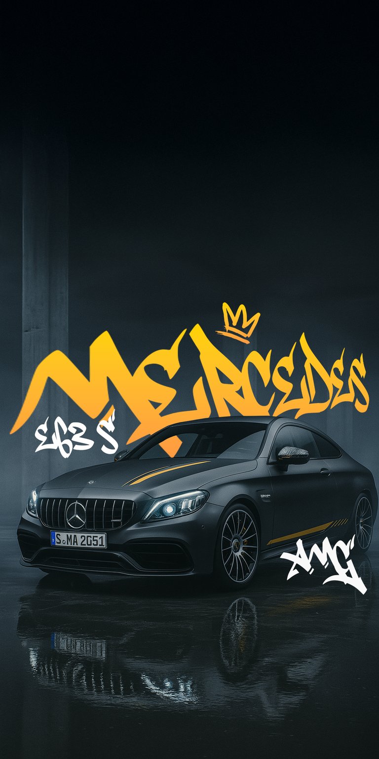 C63 AMG with graffiti wallpaper 4k iPhone