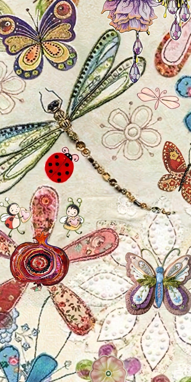 Aesthetic garden collage painting art iPhone wallpaper 4K