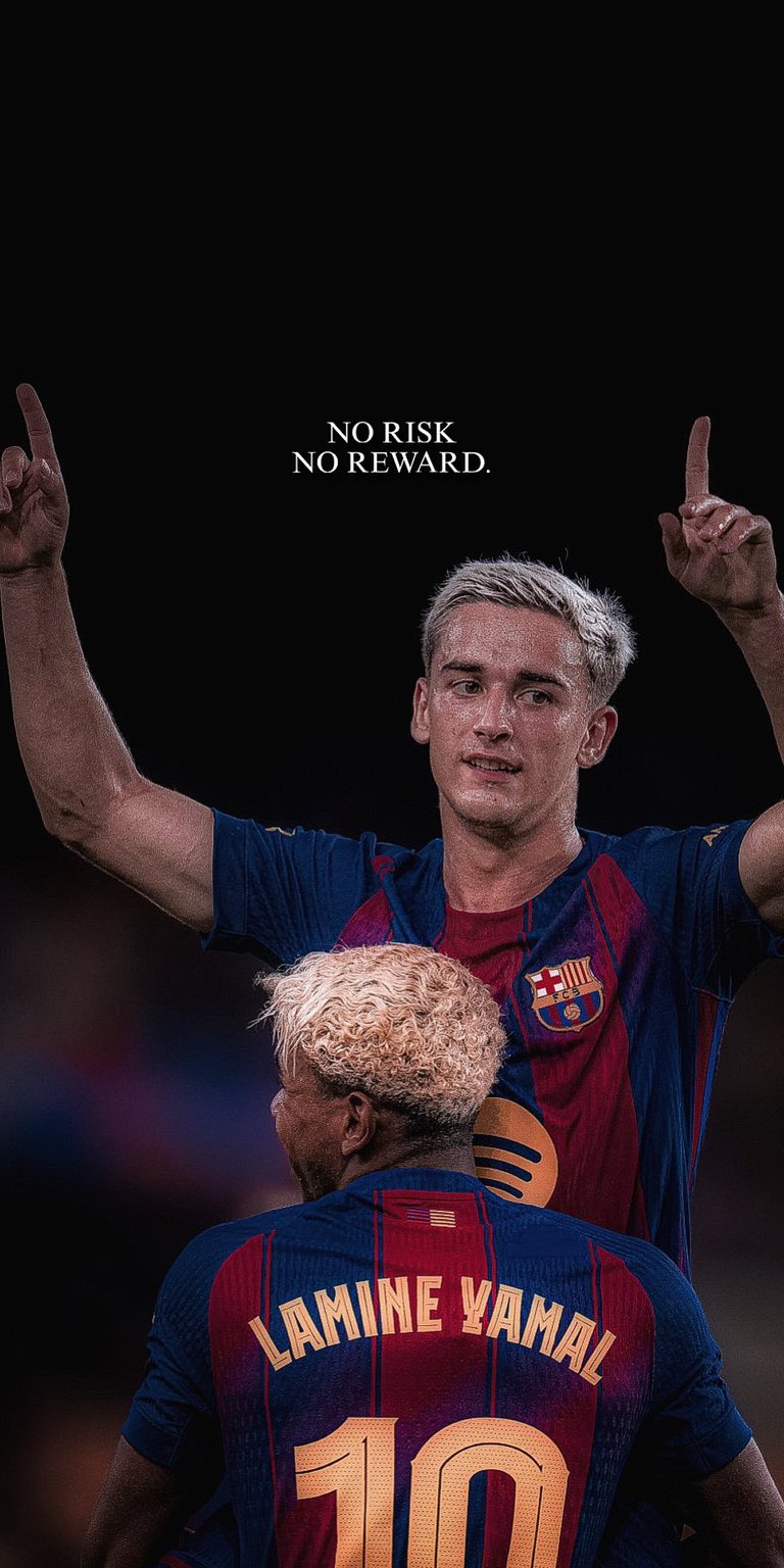 Gavi & Lamine celebrating with quotes for phone