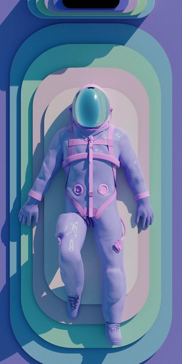 Purple theme astronaut lying on the ground wallpaper