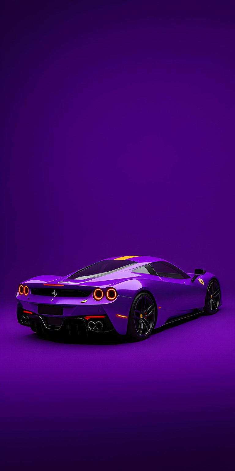 Transform your mobile display with this sleek purple Ferrari 4K wallpaper highlighting the luxury vehicle's aggressive rear design and glowing taillights. This high-performance car wallpaper is the perfect choice for automotive enthusiasts wanting a clean iPhone background.