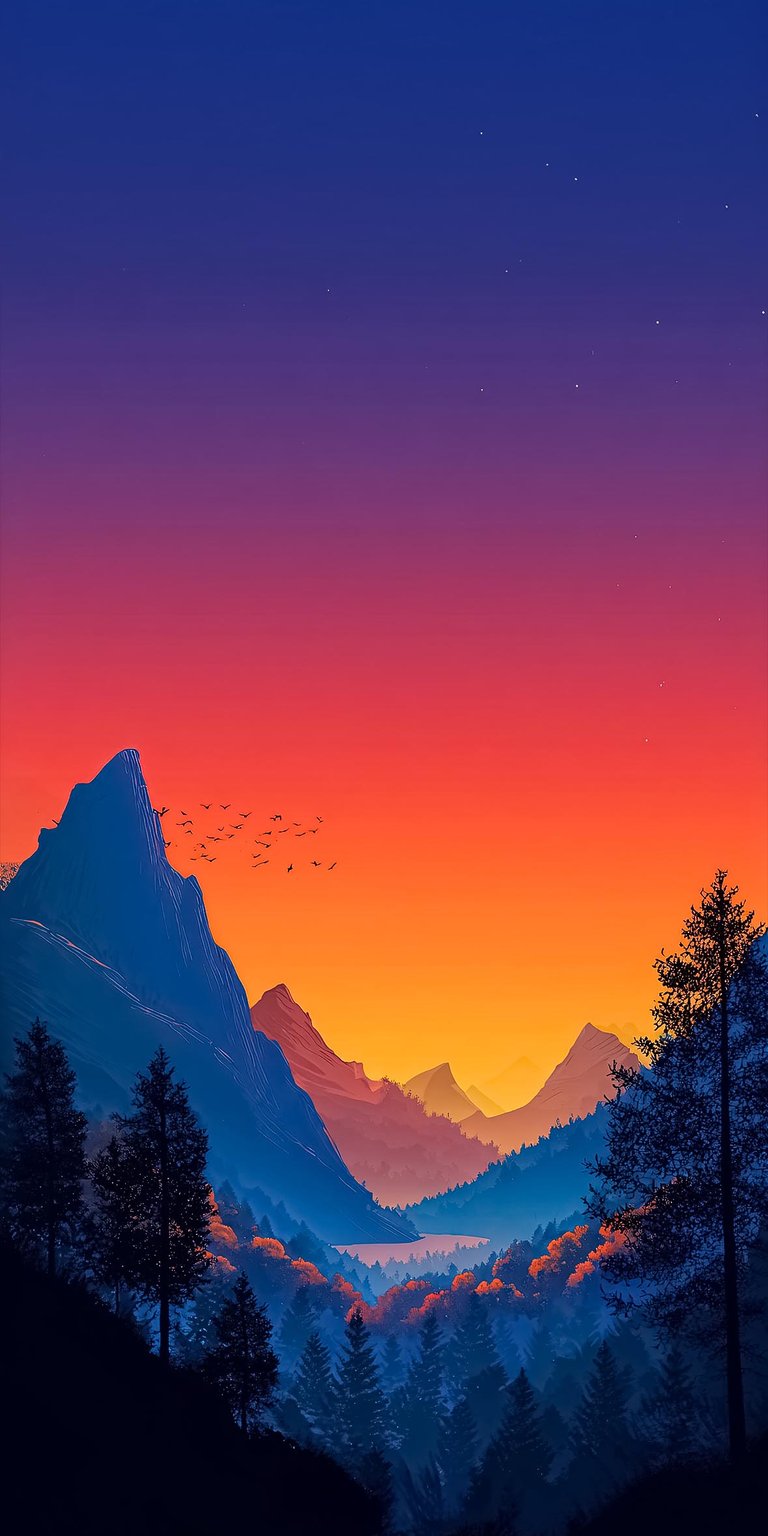 Sunset mountain iPhone 4K wallpaper