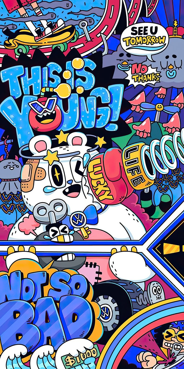 Colorful wallpaper with many colorful characters HD mobile