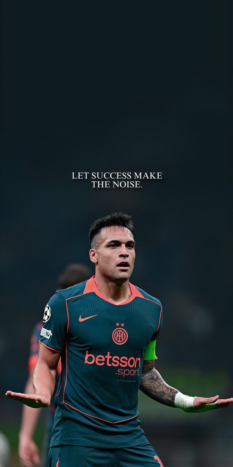 The soccer player in the image is Lautaro Martínez, the captain and a striker for the Italian club Inter Milan 4k football wallpaper