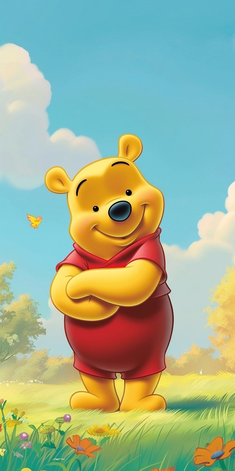 Pooh standing in a grassy area smilling wallpapers