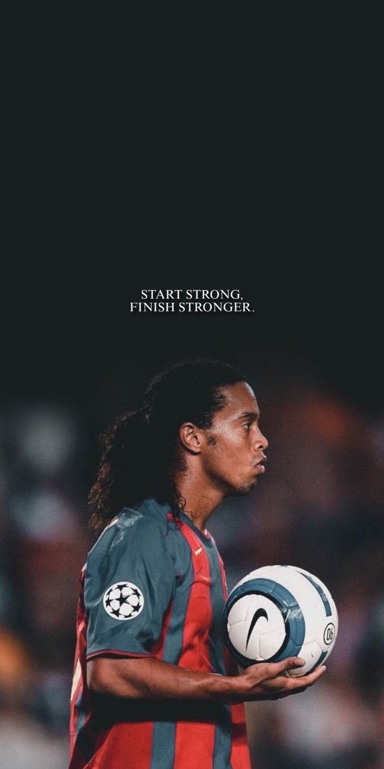 The is a iPhone wallpaper featuring the Brazilian football legend Ronaldinho during his time playing for FC Barcelona.