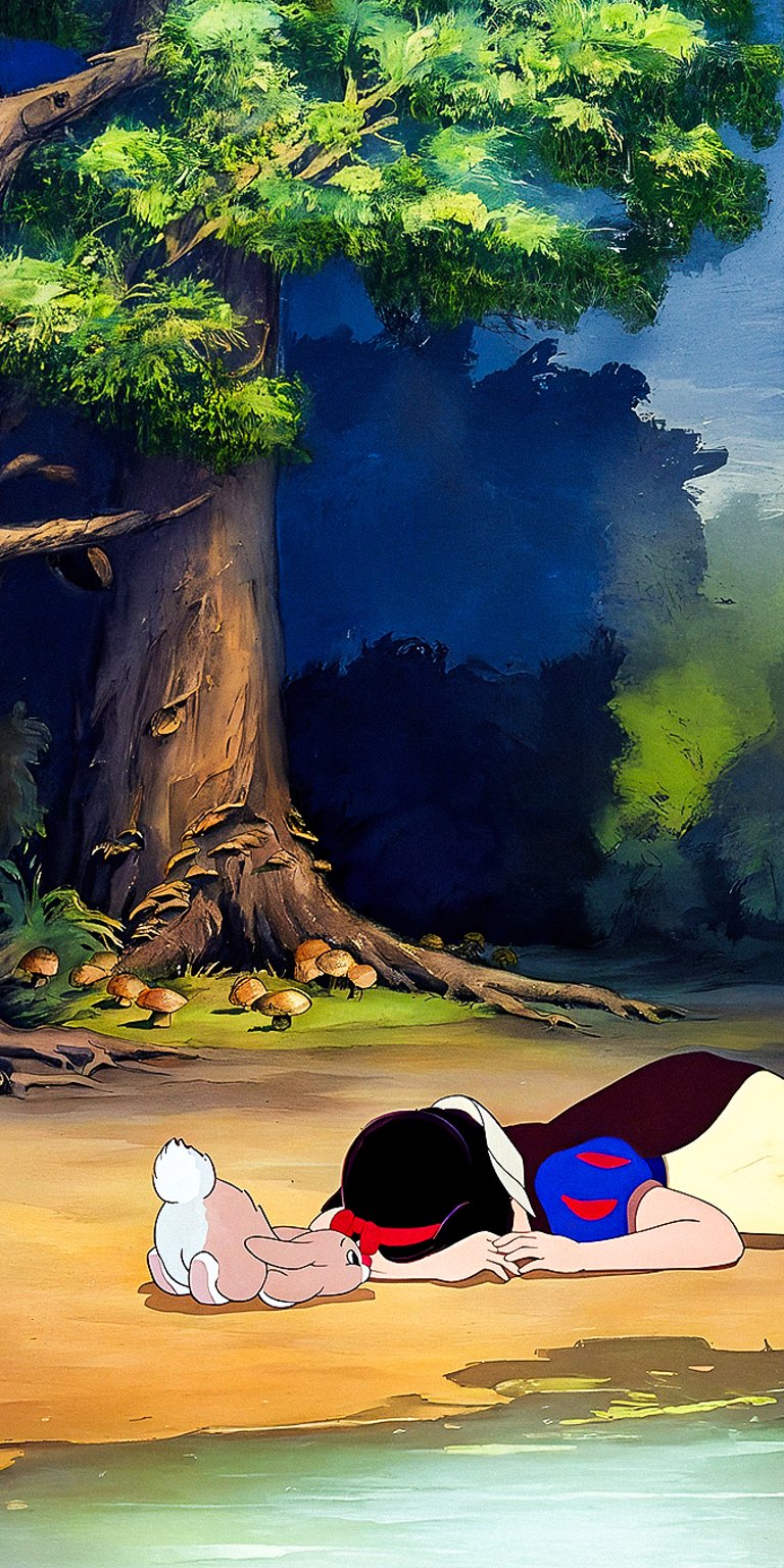 Snow White sleeping beside the rabbit wallpaper iPhone 4K