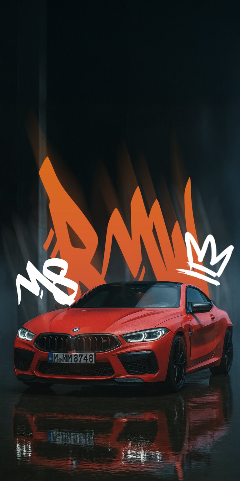 BMW M8 with graffiti wallpaper HD iPhone