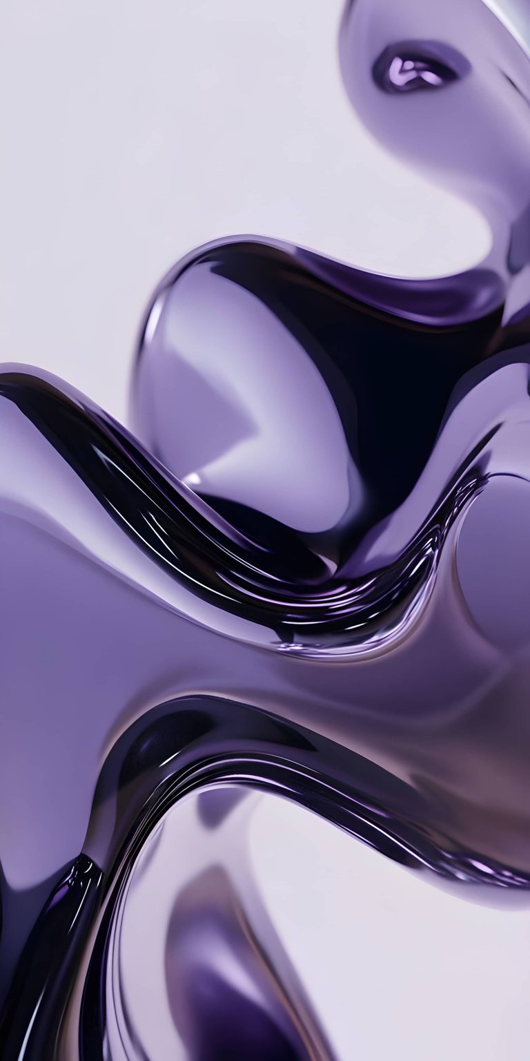 Download this stunning purple abstract 4K wallpaper for your iPhone! This dynamic wallpaper features liquid chrome-like swirls and glossy reflections.