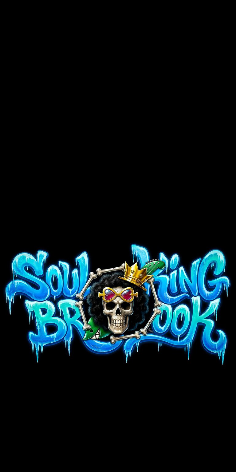 This Soul King Brook wallpaper brings a cool neon blue aesthetic to your mobile device with detailed 3D typography. Experience high-quality depth effects and bone-white textures in this 4K wallpaper designed specifically for modern smartphones.