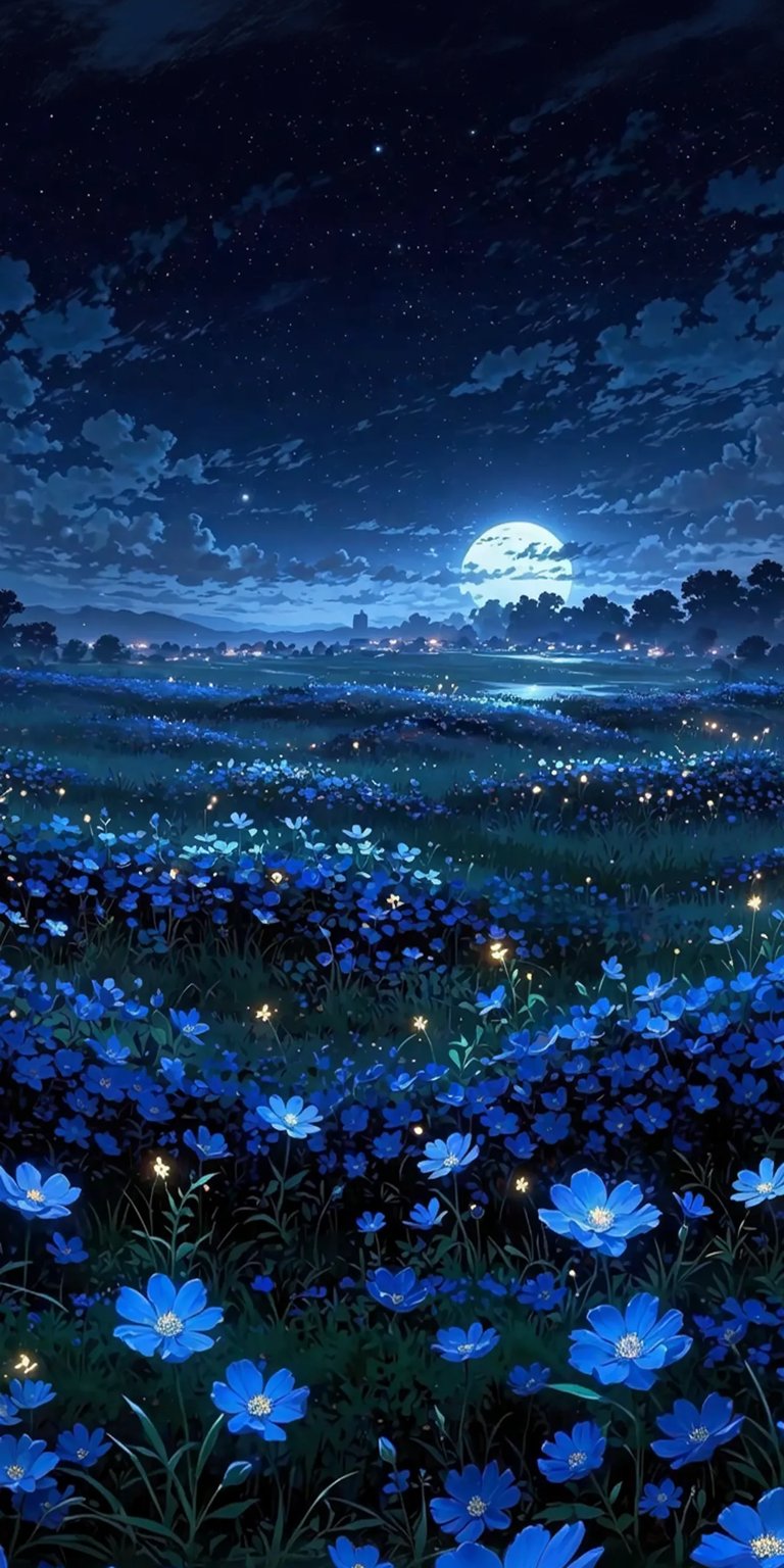 Moon light and flowers iPhone wallpaper 4K