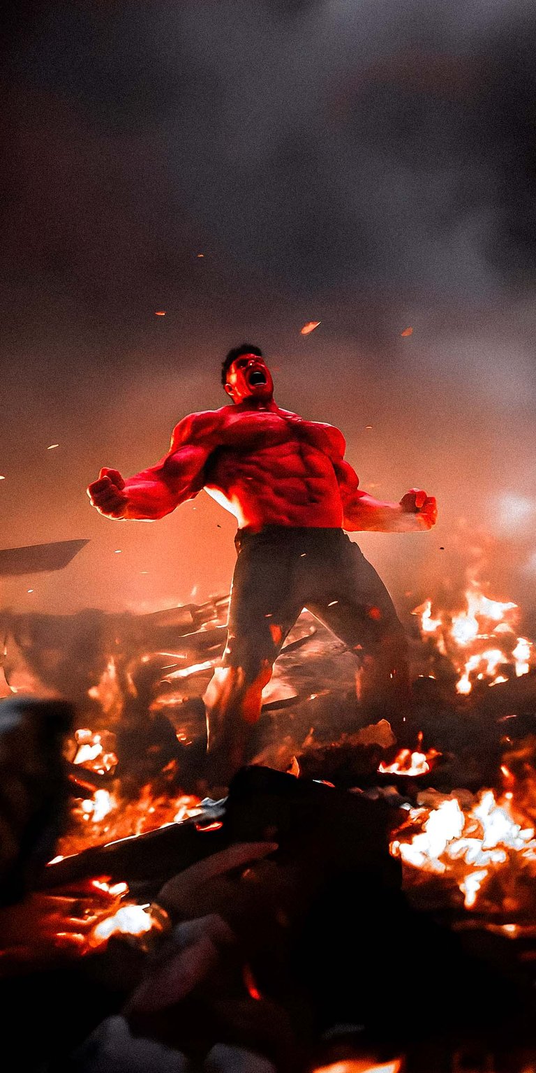 Red Hulk fight wallpaper for mobile