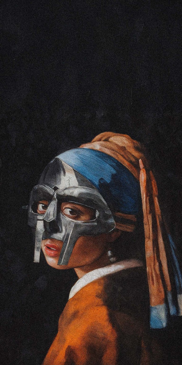 Girl with gladiator mask iPhone wallpaper HD