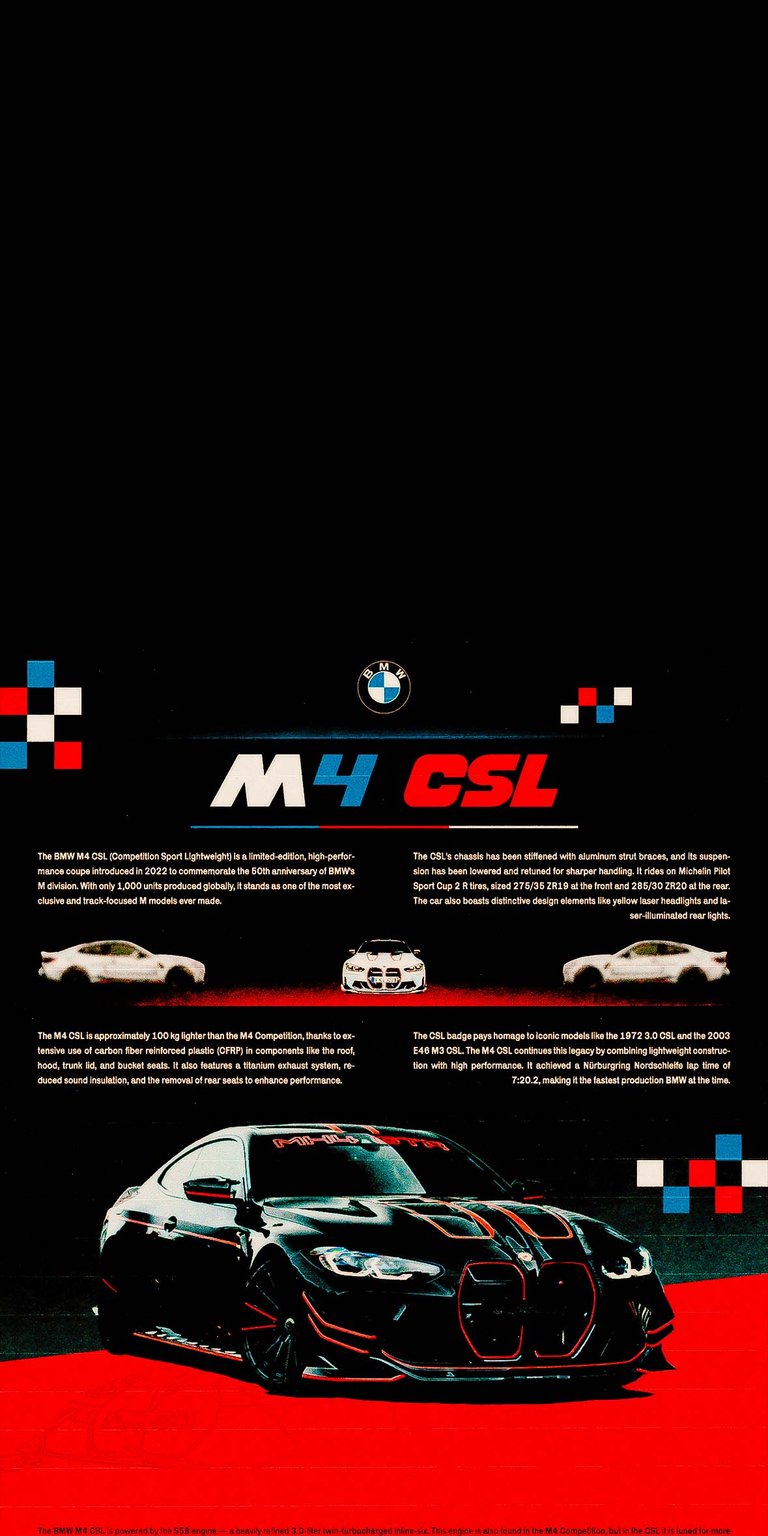 BMW M4 CSL black wallpaper iPhone 4K