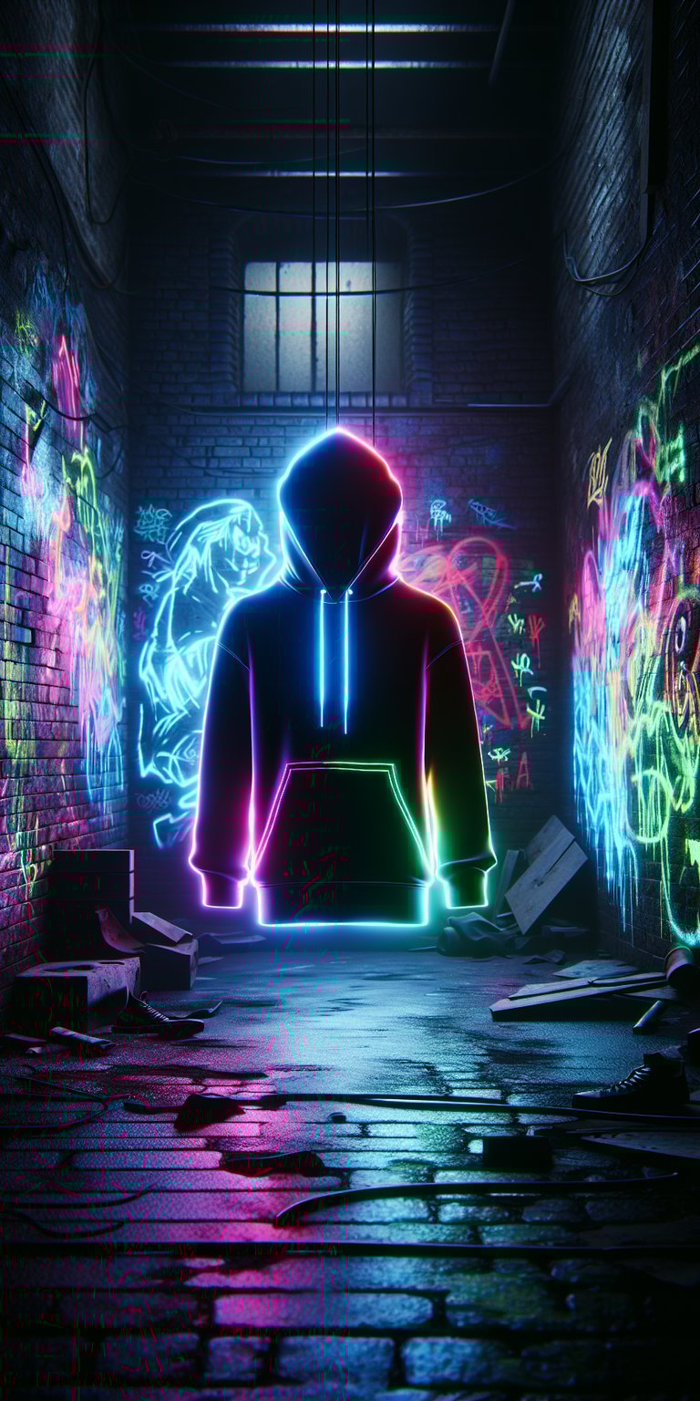 Hood design at the dark with neon lights wallpaper