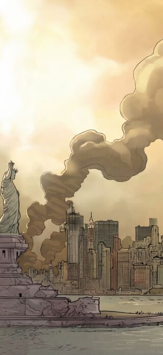 This Sentient wallpaper showcases the character in front of a smoggy New York City. Get this cool wallpaper for your iPhone featuring the statue of liberty.