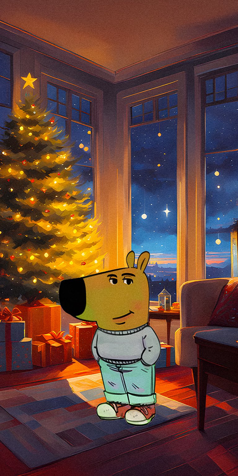 Chill Guy in christmas season wallpaper