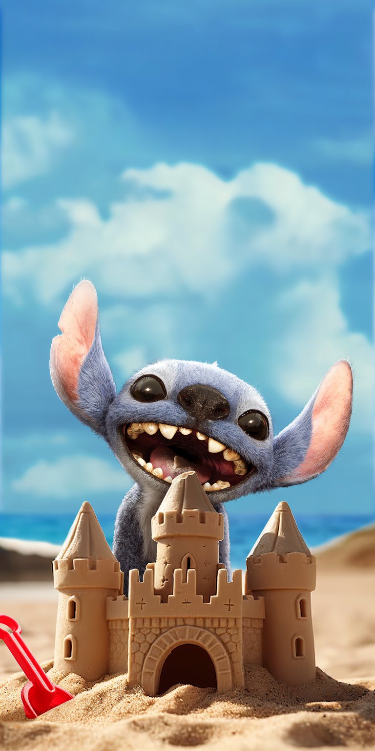 Stich making a sand castle wallpaper 4k iPhone