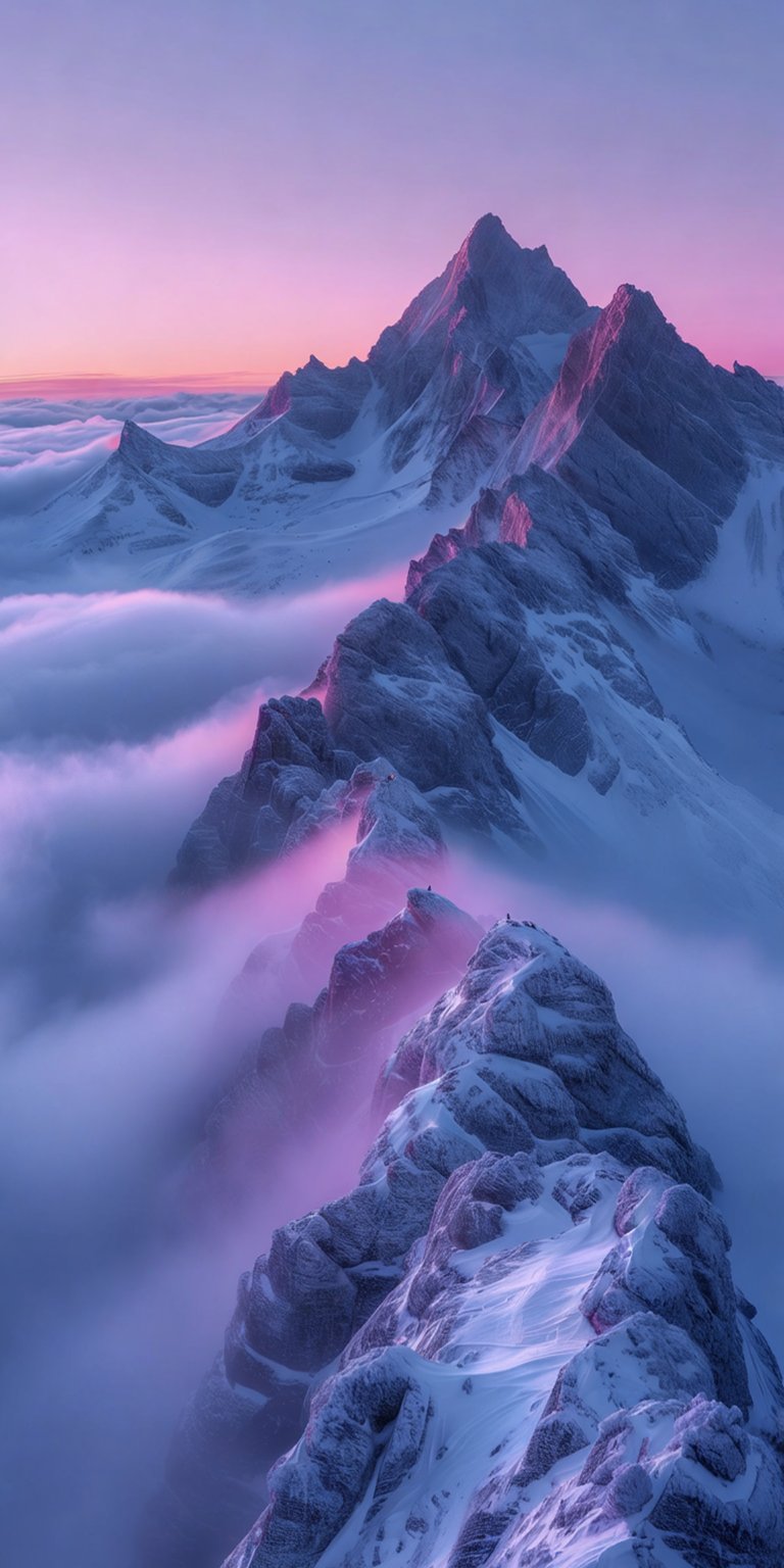 Mountains range fog wallpaper iOS 4K