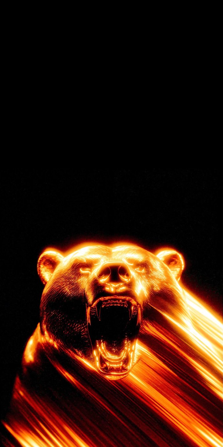 Download this glowing bear wallpaper for your iPhone in stunning 4K resolution. This wallpaper features a roaring bear with light streaks and sharp teeth.