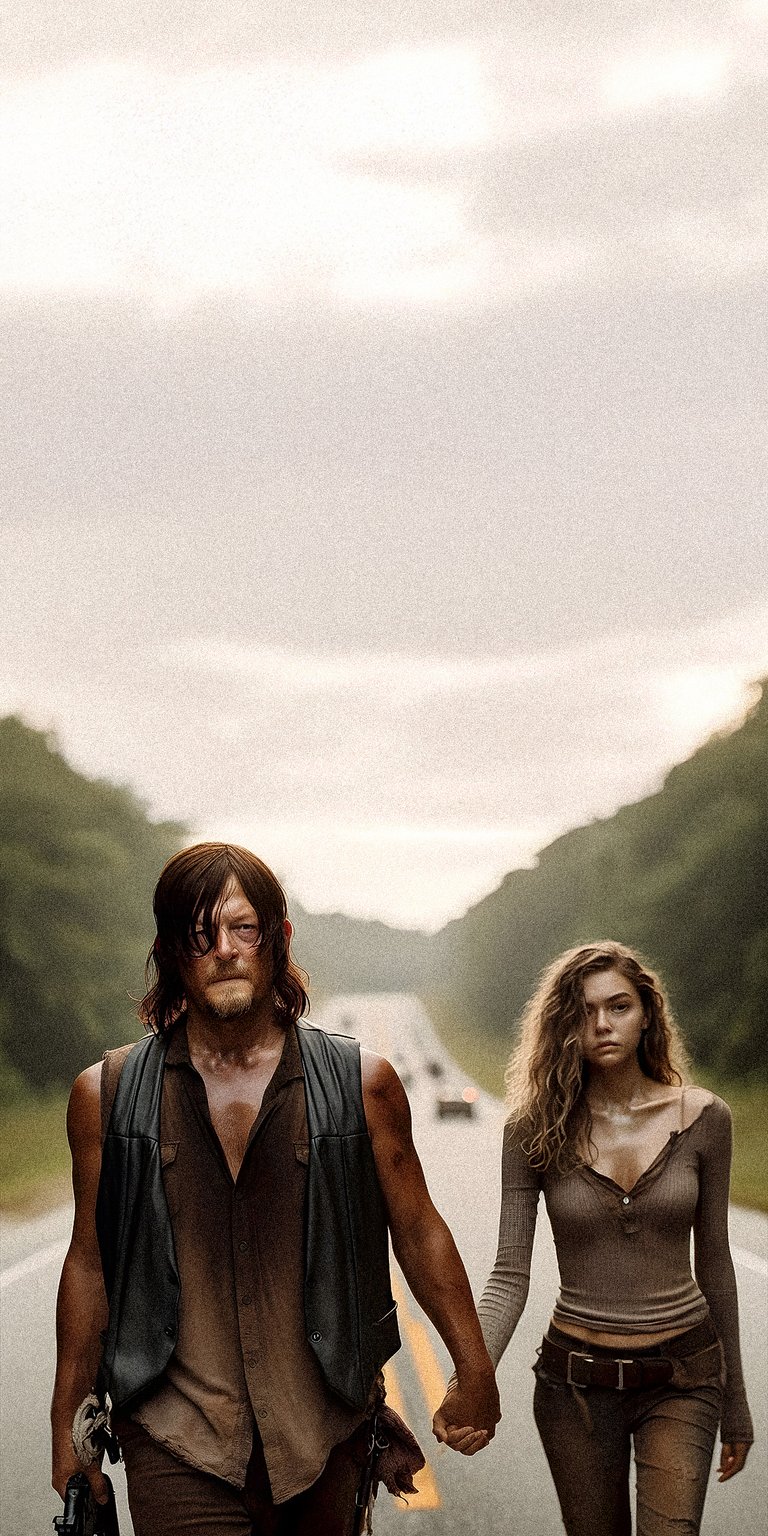 Daryl Dixon with girl wallpaper