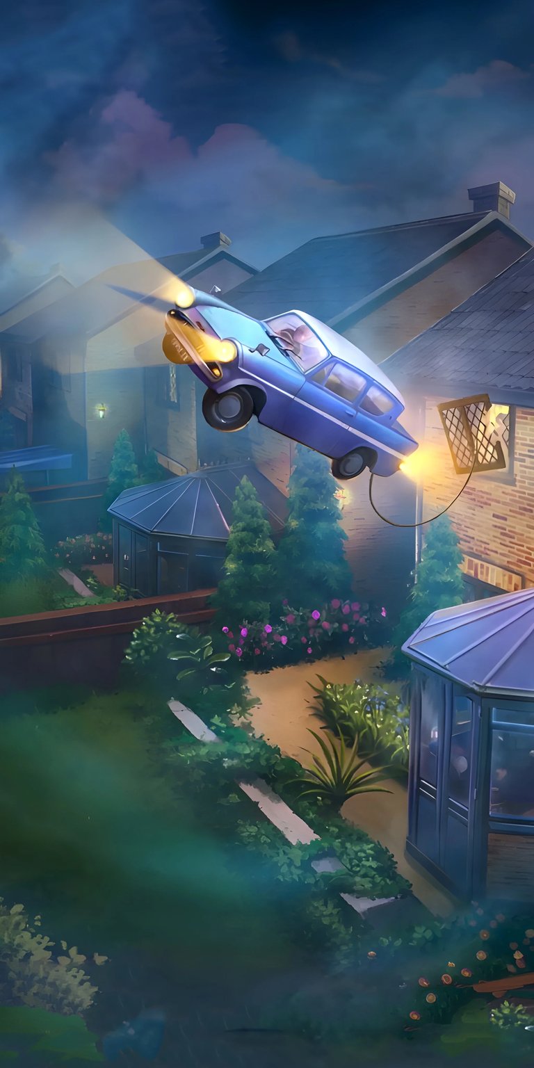Harry Potter flying car art iPhone wallpaper HD