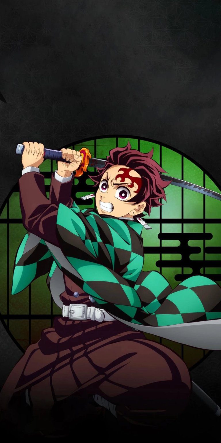 The 3D image is a smartphone lock screen featuring Tanjiro Kamado, the main protagonist of the popular anime and manga series Demon Slayer