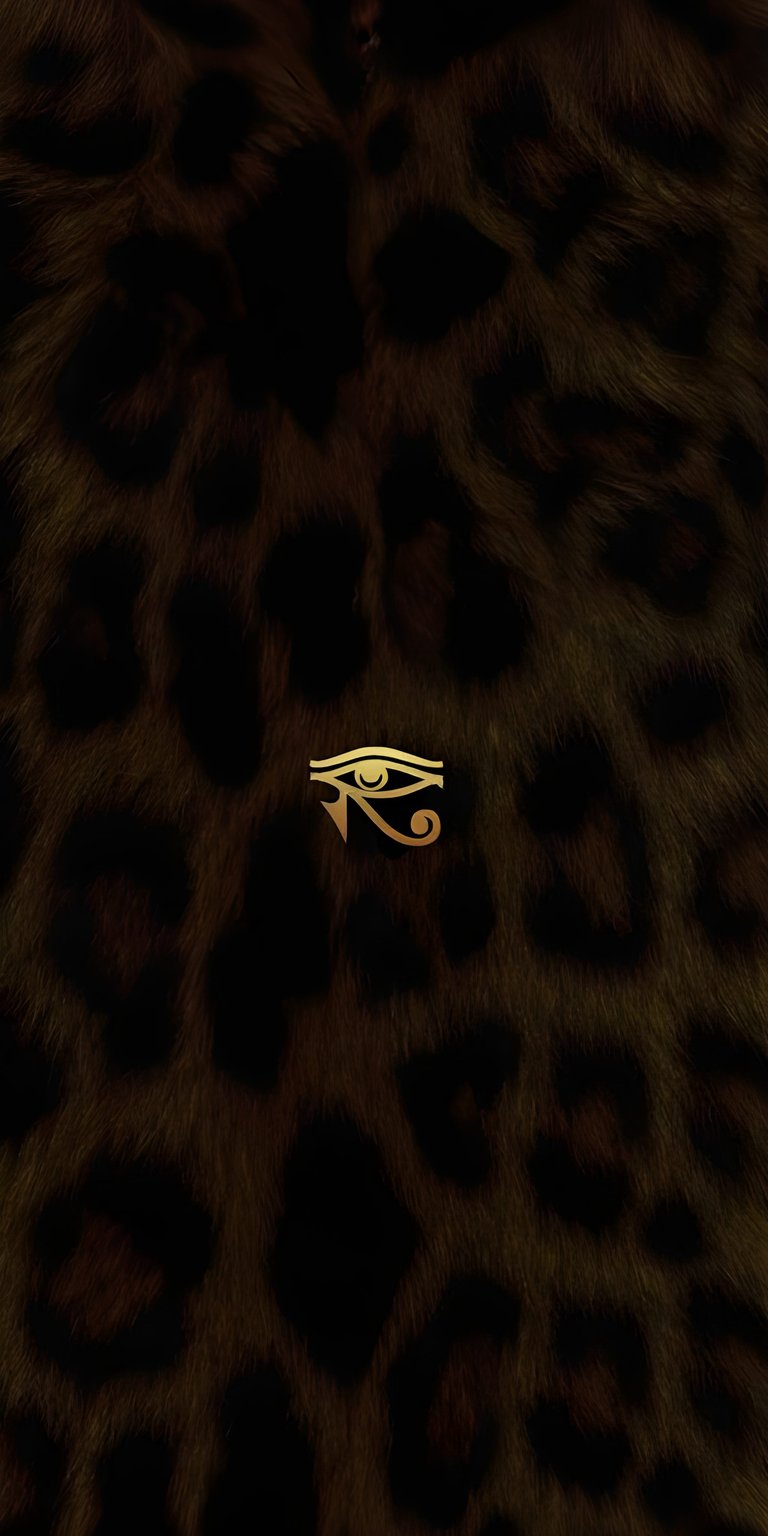 This 4K wallpaper features a golden Eye of Horus centered on a rich, textured leopard fur pattern for your iPhone. The minimalist wallpaper combines dark animal print with a singular ancient symbol for a bold, luxurious mood.
