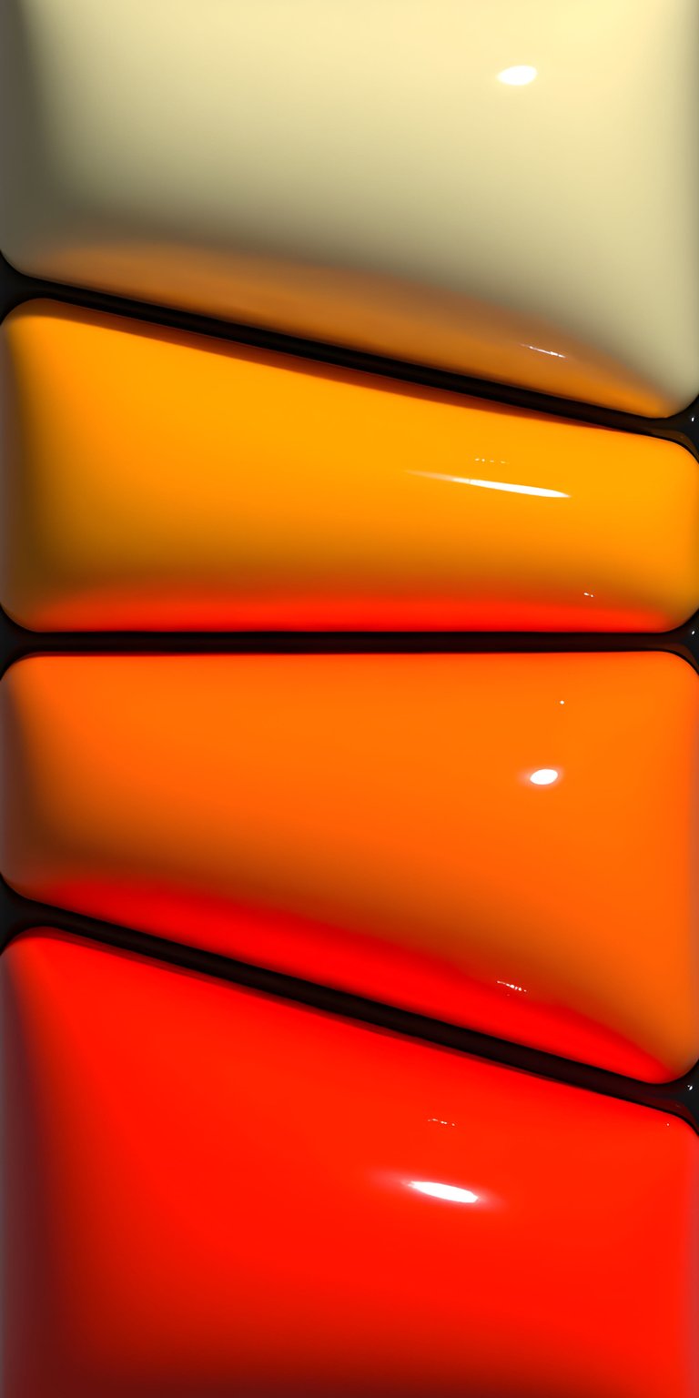 This 4K wallpaper features a vibrant stack of glossy geometric blocks with a smooth color gradient. The 3D abstract design creates a sleek, modern look perfect for an iPhone lock screen.