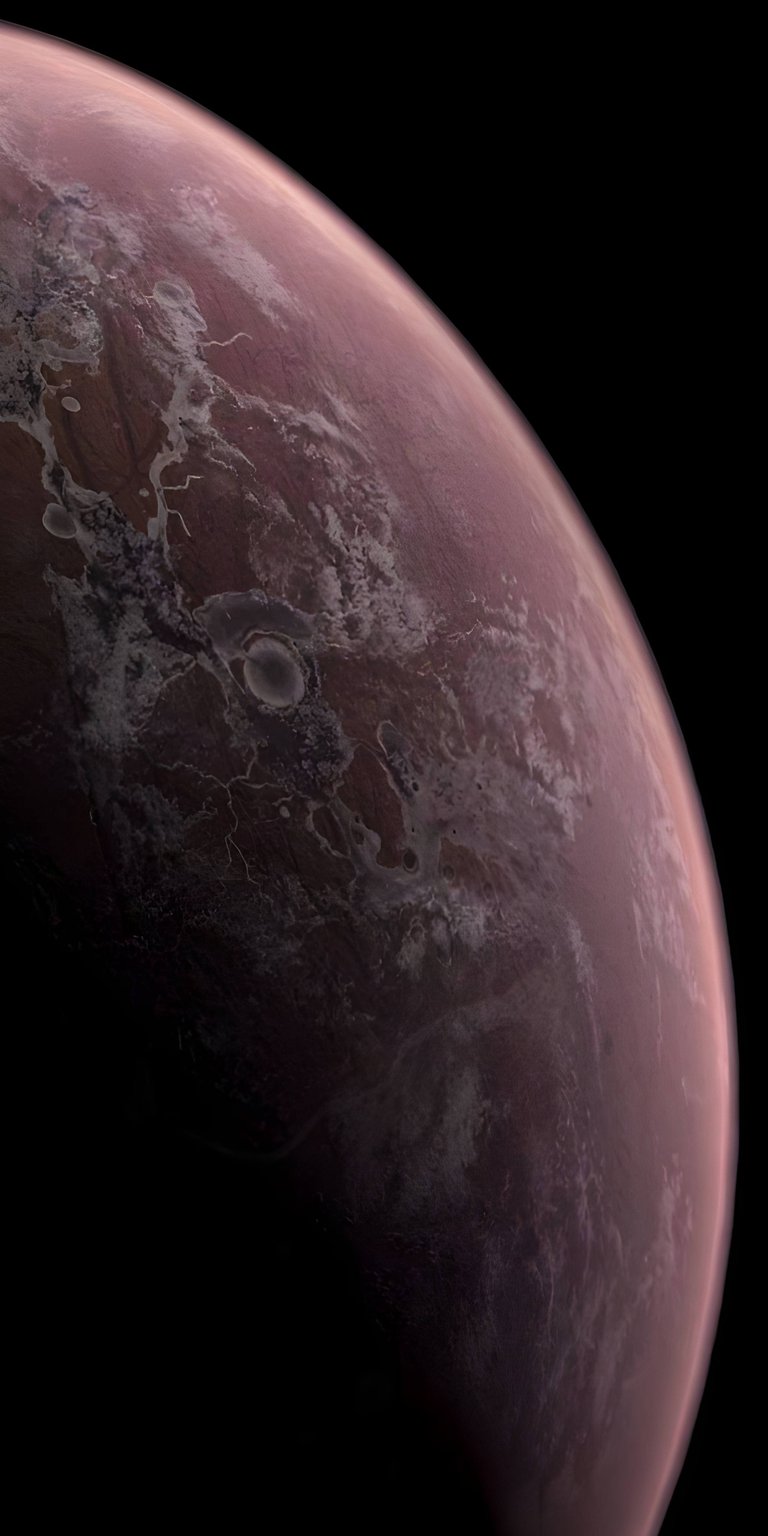 Enhance your iPhone with this stunning Planet Mars 4K wallpaper, showcasing its cratered surface and swirling clouds. Get this unique space wallpaper and marvel at the details of this alien world from the convenience of your phone.