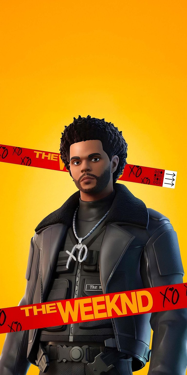 Fortnite X The Weeknd yellow background wallpaper 4k