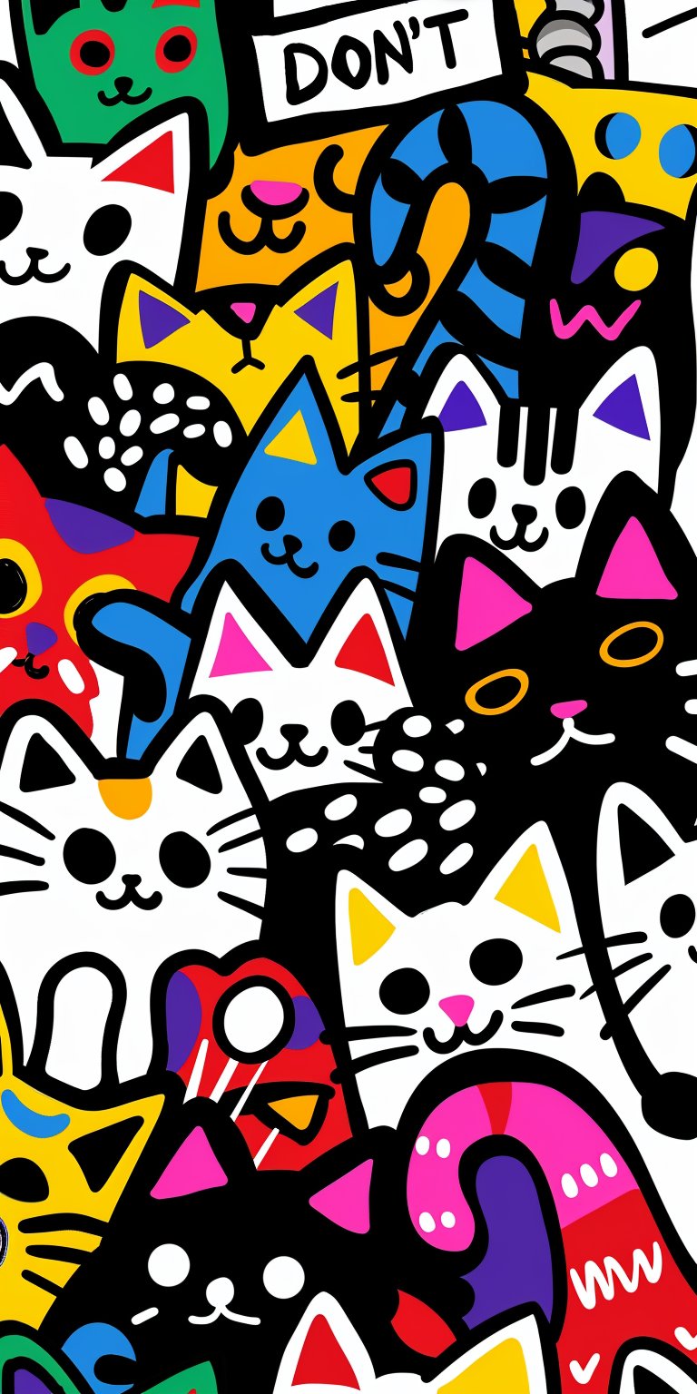Cats doodle wallpaper iPhone HD