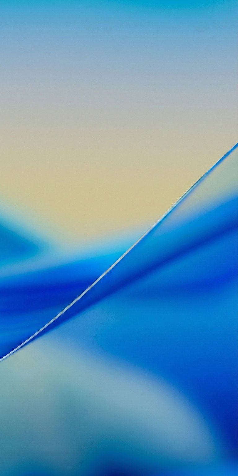 This official macOS Tahoe Prism wallpaper features a vibrant, flowing gradient of electric blue and sun yellow. As a primary theme keyword, this minimalist wallpapers choice uses the "Liquid Glass" light-refractive style to create a high-energy look for your iPhone.