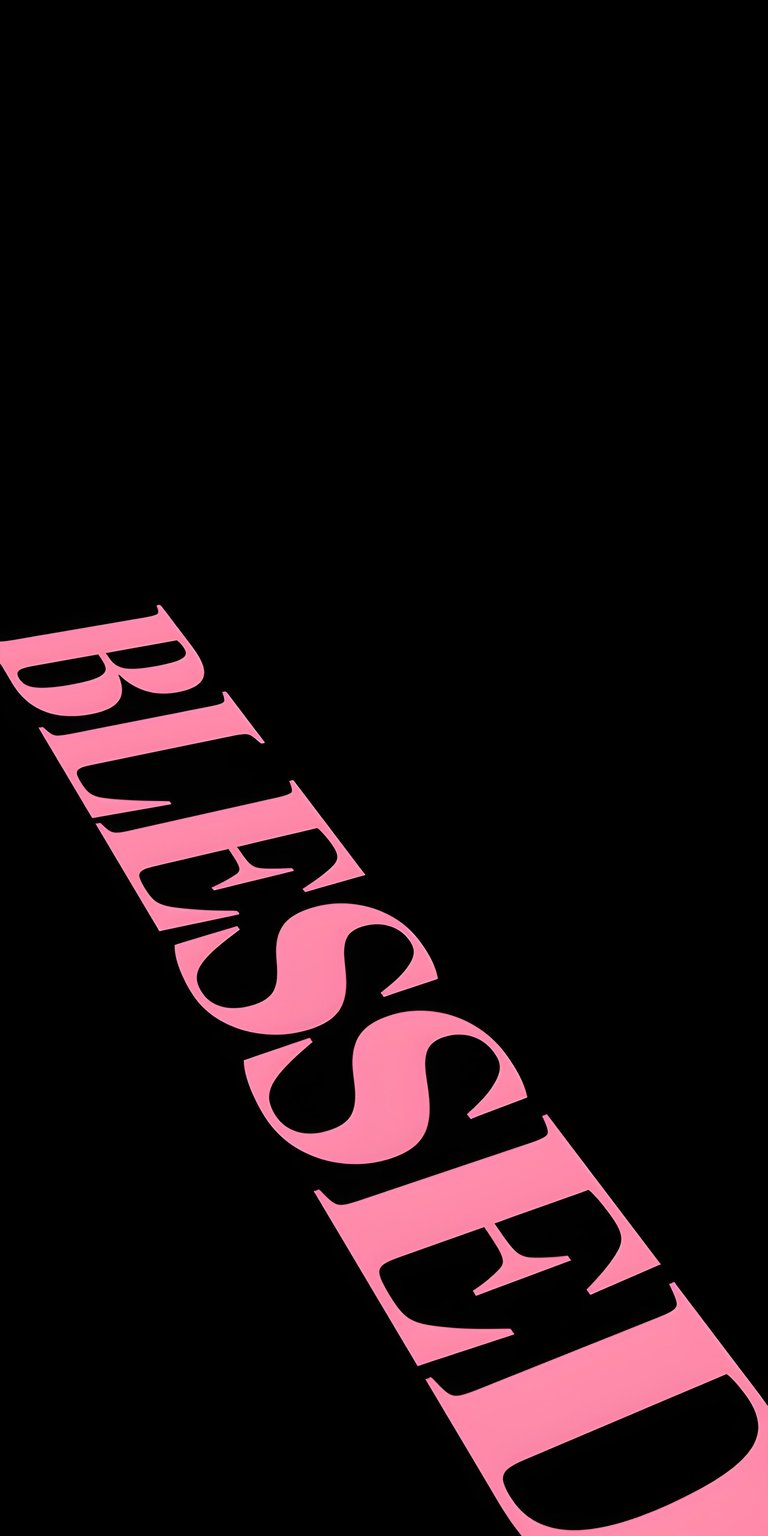 Make a statement with this pink blessed text 4K wallpaper featuring bold typography on a dark mobile background. This inspiring wallpaper brings a trendy aesthetic to your iPhone with sharp, high-contrast lettering.