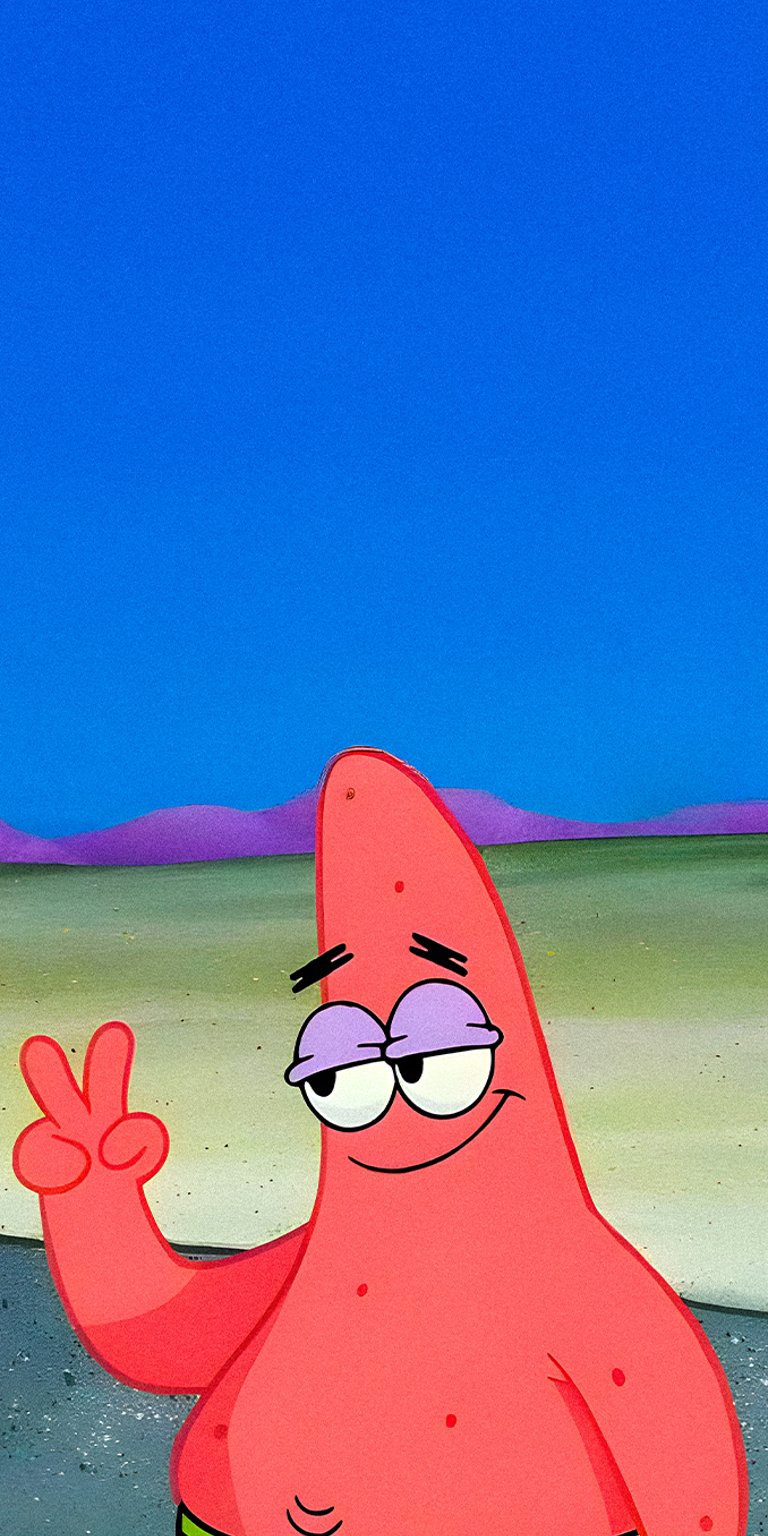 Patrick Star peace sign wallpaper for mobile