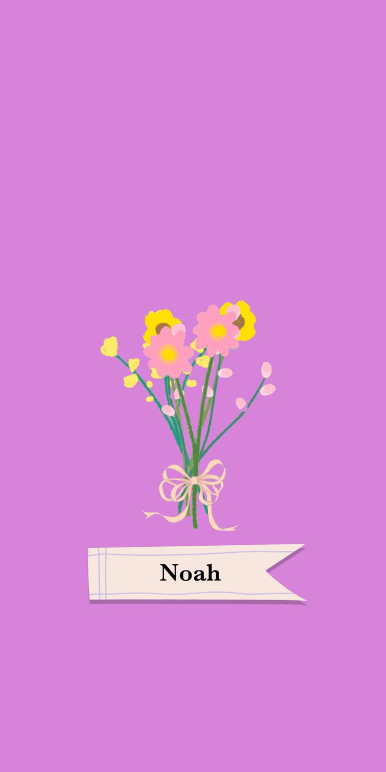 pink illustration flower wildflower yellow daisy bouquet label noah